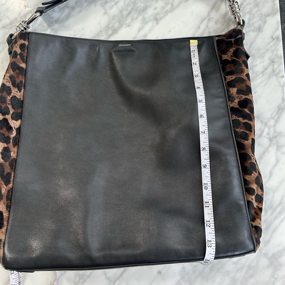 All Saints Black Leather Medium Hobo Tote - Picture 7 of 8